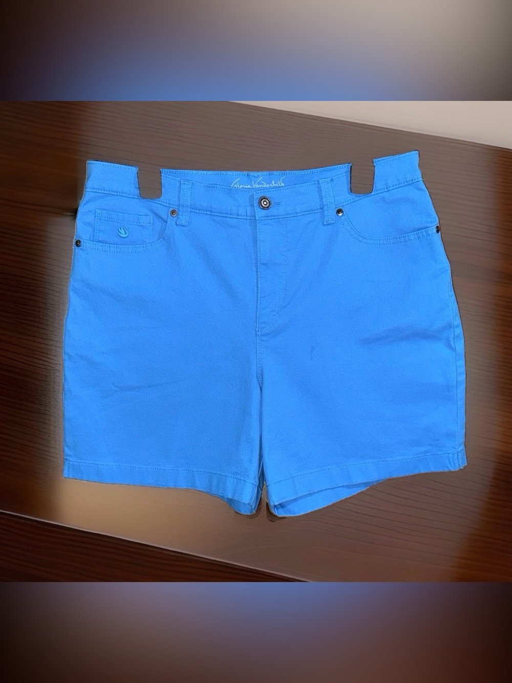 Gloria Vanderbilt Bright Blue All Around Slimming Effect Amanda Shorts-12P-EC